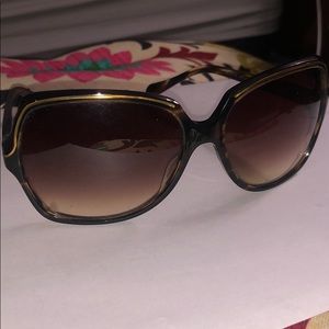Oliver Peoples turquoise brown and gold sunglasses